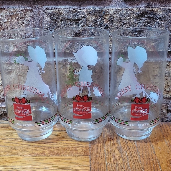 Vintage Holiday Coca Cola 3 Piece Glass Set - Picture 6 of 6
